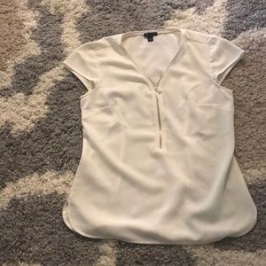 Ann Taylor white zipper silky top